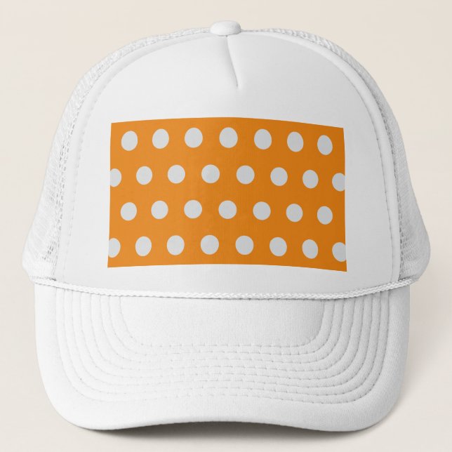 Polka Dot Trucker Hat (Orange & Silver) Truckerkappe (Vorderseite)