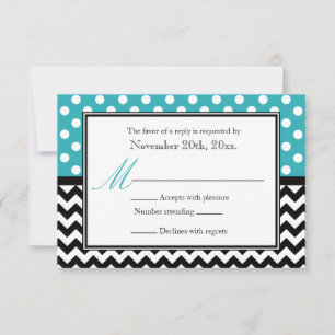 Polka Dot Turquoise & Zickzack Antwortkarten RSVP Karte