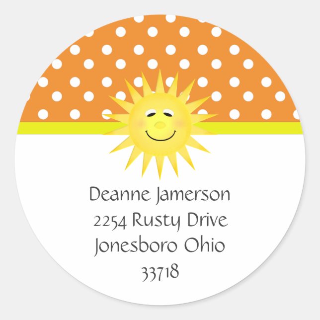 Polka Dot und Sunshine Address Stickers (Vorderseite)