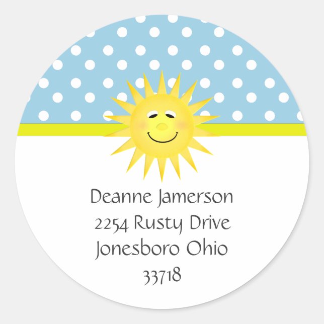 Polka Dot und Sunshine Address Stickers (Vorderseite)