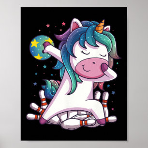 Polka Dot Unicorn Bowling Birthday Party Geschenk  Poster