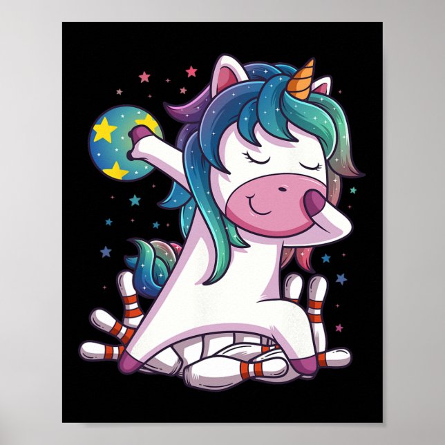 Polka Dot Unicorn Bowling Birthday Party Geschenk  Poster (Vorne)