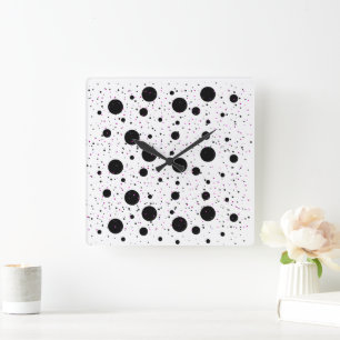 Polka Dot Wall Clock - Moderne Wohngestaltung Quadratische Wanduhr