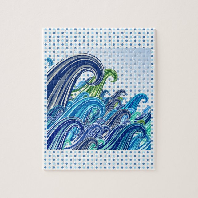 Polka Dot Waves of Blue Puzzle (Vertikal)
