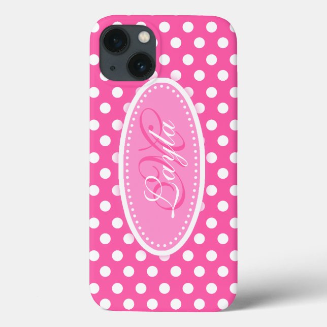 Polka dot weich pink weiß Case-Mate iPhone hülle (Rückseite)