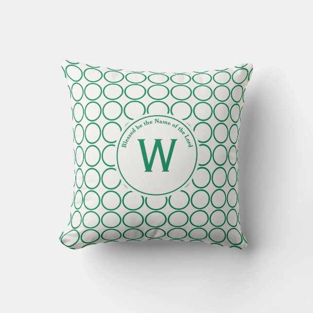 POLKA DOT White Green angepasstes Monogramm Kissen (Vorderseite)