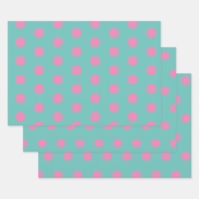 Polka Dot Wrapping Paper (Aqua & Pink) Geschenkpapier Set (Set)