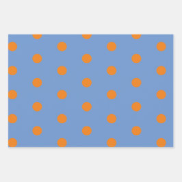 Polka Dot Wrapping Paper (Denim Blue & Orange) Geschenkpapier Set