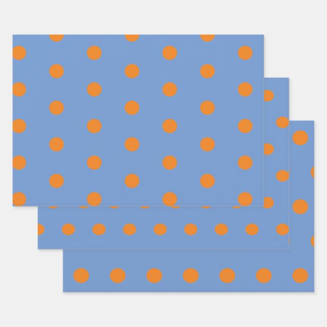 Polka Dot Wrapping Paper (Denim Blue & Orange) Geschenkpapier Set (Set)