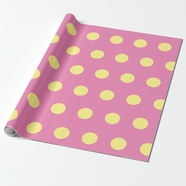 Polka Dot Wrapping Paper (rosa und weich gelb) Geschenkpapier (Ungerollt)