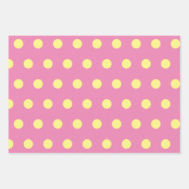 Polka Dot Wrapping Paper (rosa und weich gelb) Geschenkpapier Set