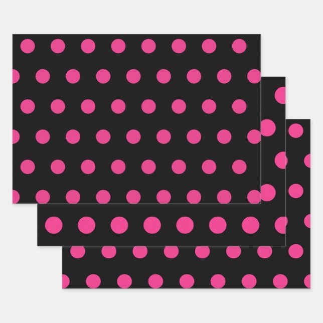 Polka Dot Wrapping Paper (Schwarz & Neon Pink) Geschenkpapier Set (Set)