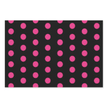 Polka Dot Wrapping Paper Sheets (Black & Neon Pink