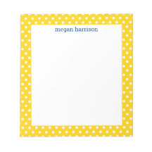 Polka Dot Yellow Personalisiert Notepad
