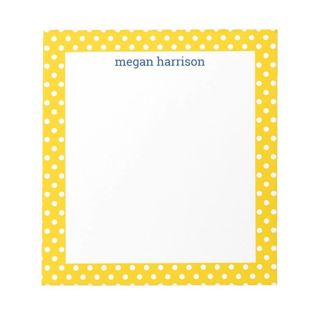 Polka Dot Yellow Personalisiert Notepad Notizblock (Vorderseite)