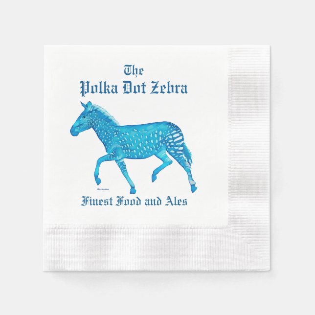 Polka Dot Zebra English Pub - Blue Serviette (Vorderseite)