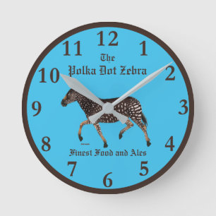 Polka Dot Zebra English Pub Runde Wanduhr