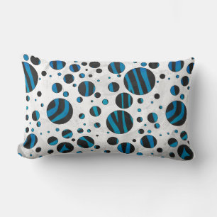 Polka Dot Zebra Schwarz und Blau Muster Lendenkissen