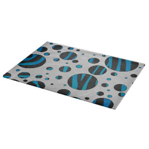Polka Dot Zebra Schwarz und Blau Muster Schneidebrett
