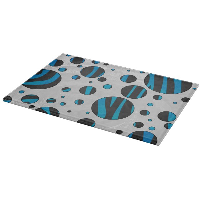 Polka Dot Zebra Schwarz und Blau Muster Schneidebrett (Ecke)