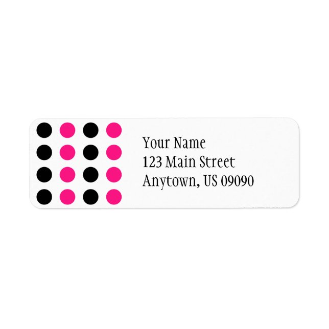 Polka Dots Address Label (Hot Pink / Black) (Vorne)