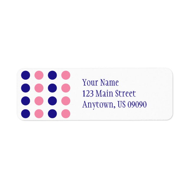 Polka Dots Address Label (Light Pink / Blue) (Vorne)