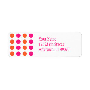 Polka Dots Address Label (rosa / orange)