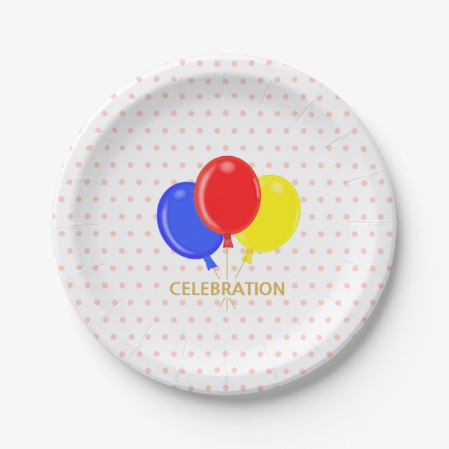 Polka Dots and Balloons Pappteller (Vorderseite)