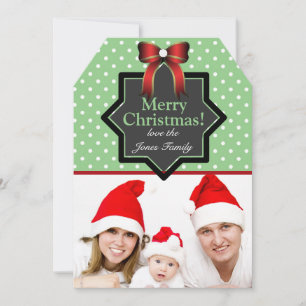 Polka Dots and Bow Festive Custom Foto Weihnachten