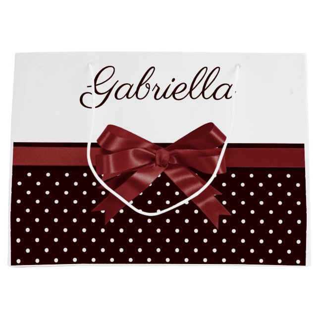 Polka Dots and Bow Große Geschenktüte (Vorderseite)