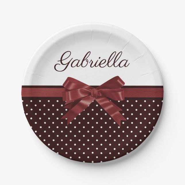 Polka Dots and Bow Pappteller (Vorderseite)