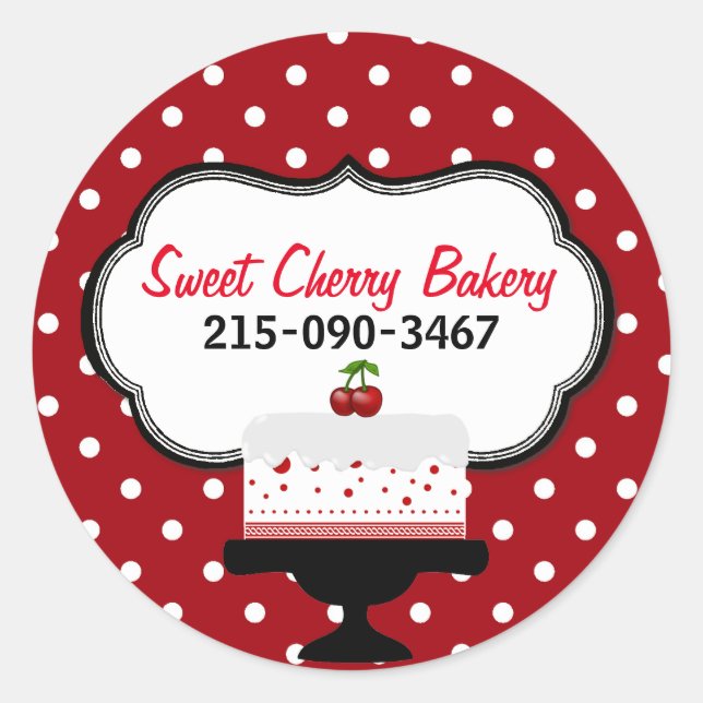 Polka Dots and Cherry Cake Bakery Sticker (Vorderseite)