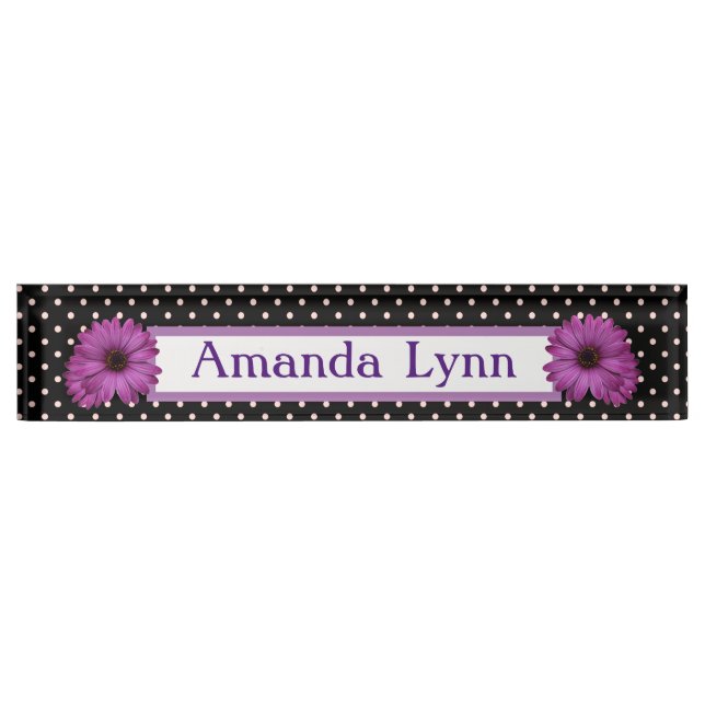 Polka Dots and Daisies Namensplakette (Vorderseite)