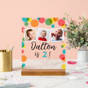 Polka Dots and Fotos Personalisiert Geburtstag Acrylschild