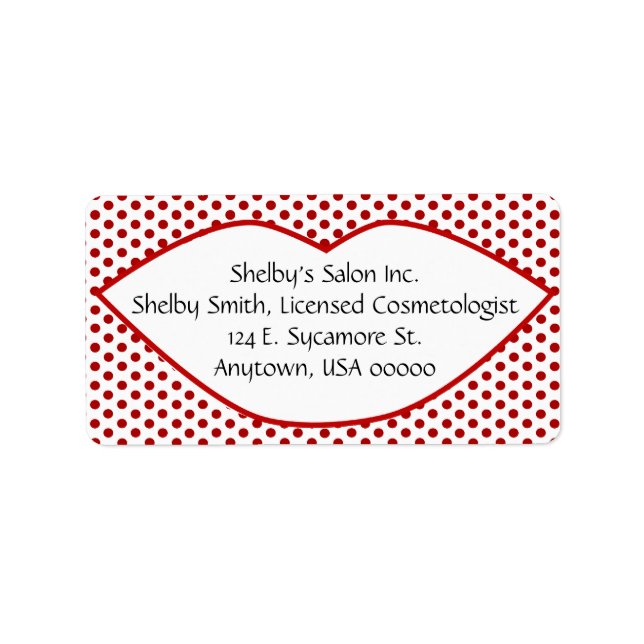 Polka Dots and Lips Address Labels Adressaufkleber (Vorne)