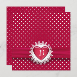 Polka Dots and Red Heart Einladung