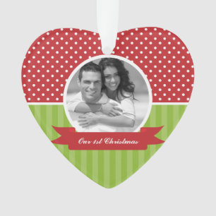 Polka Dots and Stripes Custom Foto Weihnachten Ornament