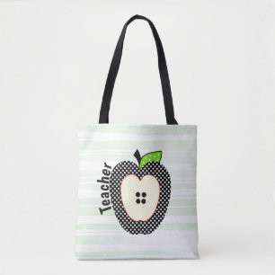 Polka Dots Apple Teachers Tote Bag