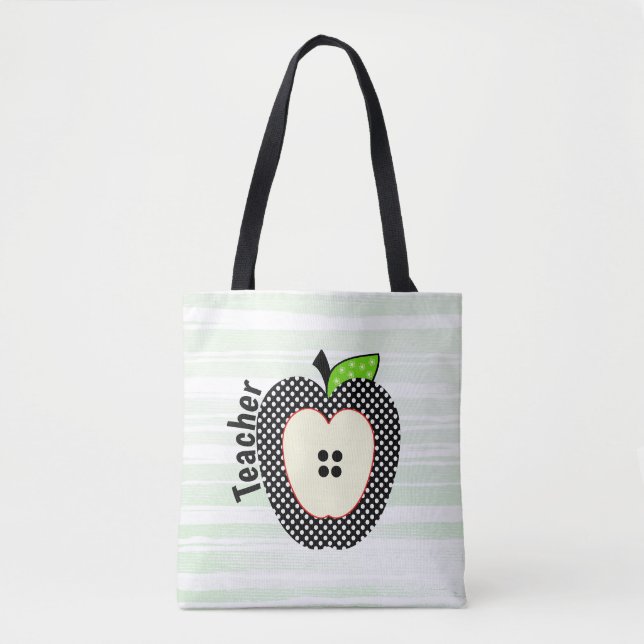 Polka Dots Apple Teachers Tote Bag (Vorderseite)