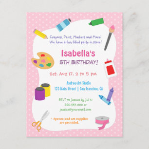 Polka Dots Arts and Crafts Kindergeburtstag Party Einladung