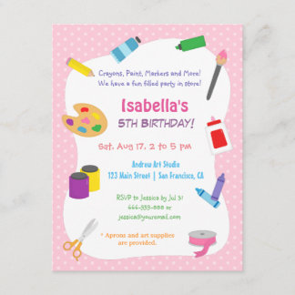 Polka Dots Arts and Crafts Kindergeburtstag Party Einladung