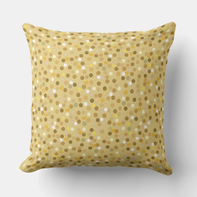 Polka Dots auf Beige, Gelb und Weiß Kissen (Vorderseite)