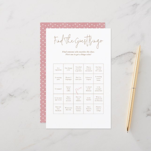 Polka Dots Baby Bear Guest Bingo Baby Showspiel (Vorderseite/Rückseite Beispiel)