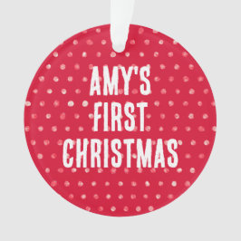 Polka Dots Baby's First Christmas Custom Foto Ornament