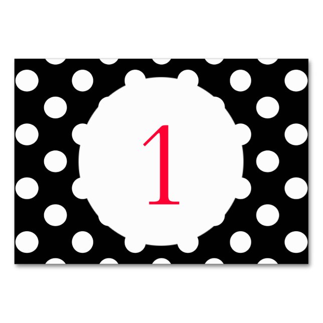 Polka Dots Black Tischnummer (Vorderseite)