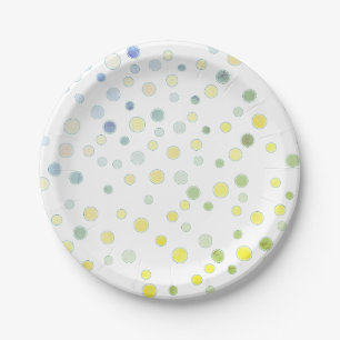 Polka Dots Blau Grün Gelb Pappteller