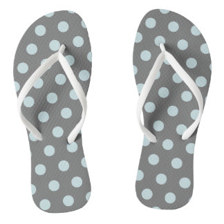 Polka Dots Blue Gray Flip Flops