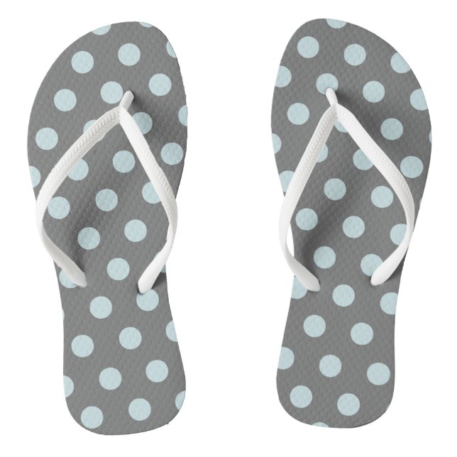 Polka Dots Blue Gray Flip Flops (Fußbett)
