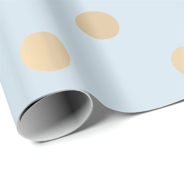 Polka Dots Blue Pastel Champaigne Gold Geschenkpapier (Rolleneckpunkt)