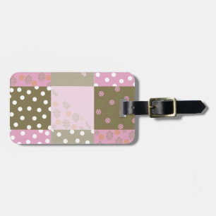 Polka Dots Blume Braunrosa Quilt Gepäckanhänger